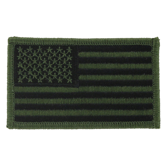 Green American flag patch on a white background