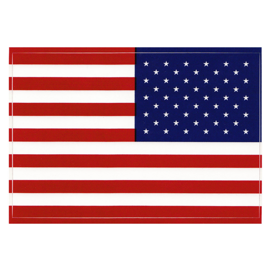 American flag vinyl decal with red, white, and blue colors on a white background