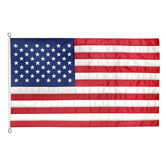 American flag with blue field and white stars on a white background