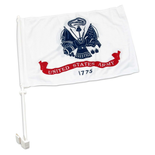 United States Army car flag with emblem and '1775' on a white background