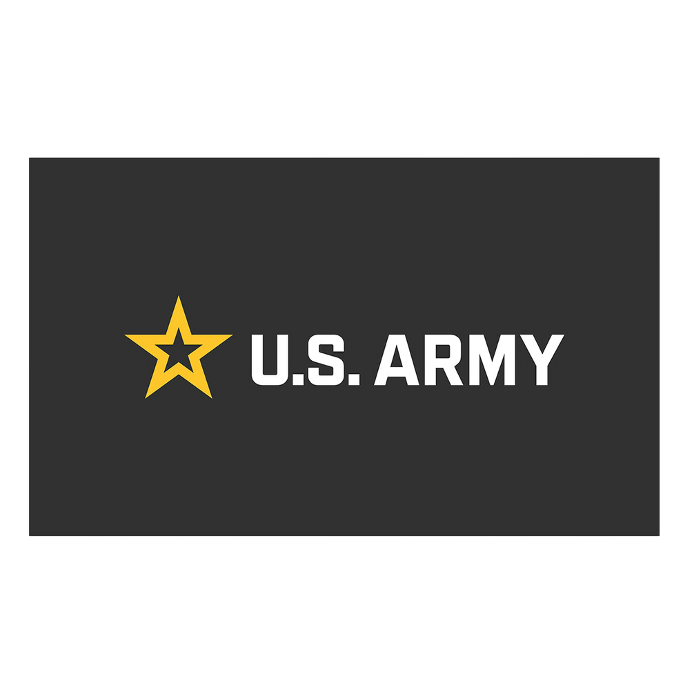 U.S. Army logo with yellow star and white text on a black background