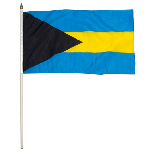 Bahamas flag with blue, black, and yellow colors on a white background