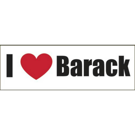 Sticker with 'I ❤️ Barack' text on a white background