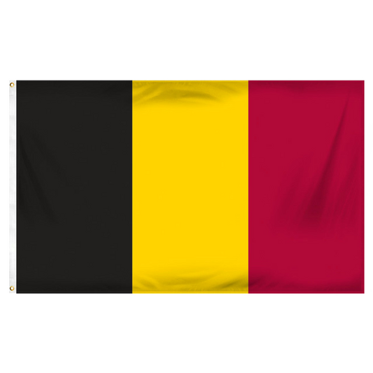 Flag of Belgium with black, yellow, and red horizontal stripes on a white background