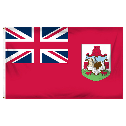 Bermuda flag with Union Jack and coat of arms on a red background