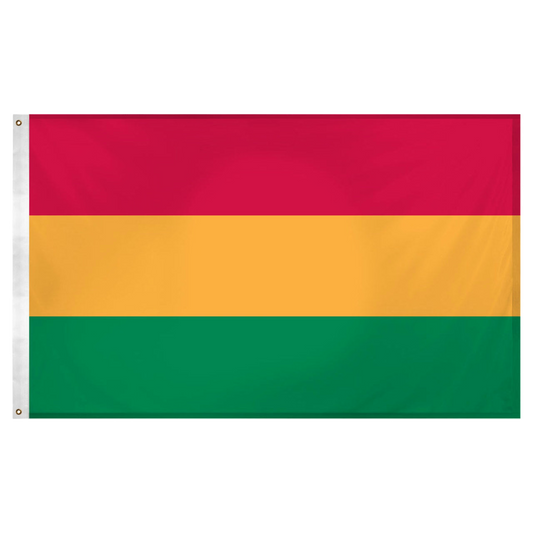 Bolivian flag with red, yellow, and green horizontal stripes on a white background