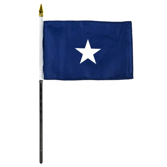 Navy blue flag with a white star on a white background