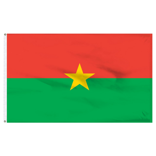 Burkina flag with red and green horizontal stripes and a yellow star in the center