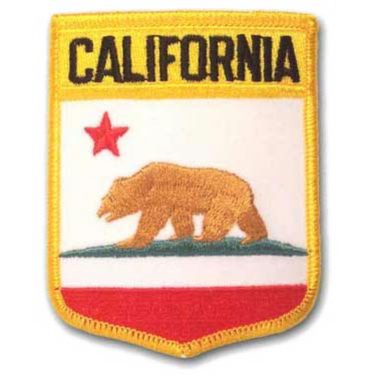 California patch with bear and star design on a white background