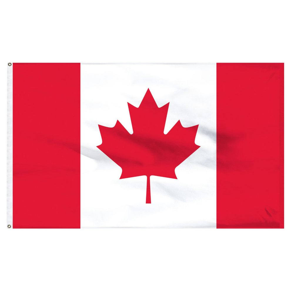 Canadian flag with a red maple leaf on a white background