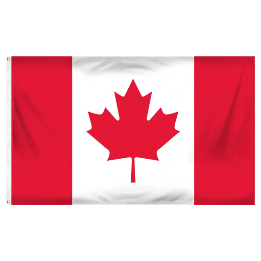 Canadian flag with a red maple leaf on a white background