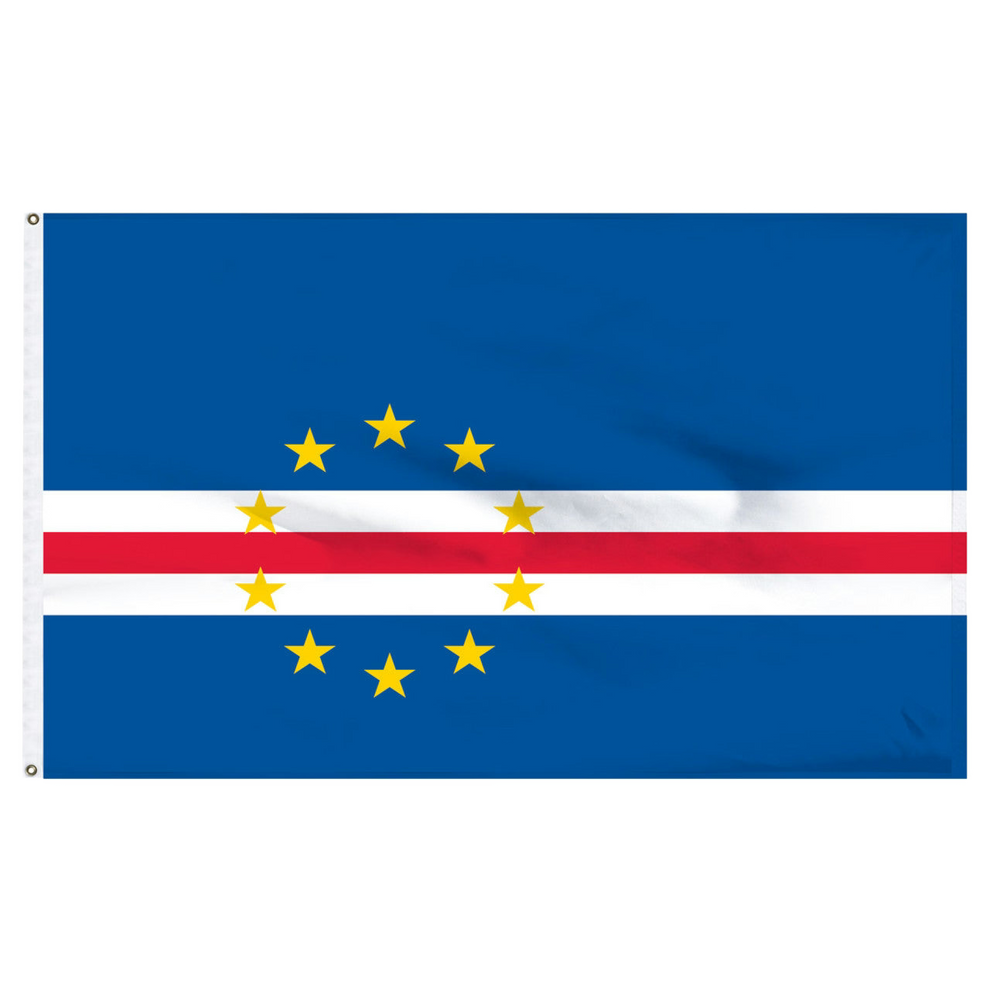 Cape Verde flag with blue background, yellow stars, and red and white stripes