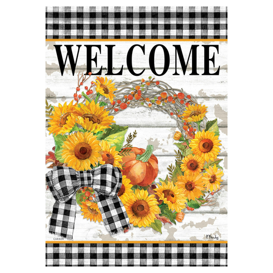 Carson Fall Banner Flag - Sunflower Wreath - 28in x 40in