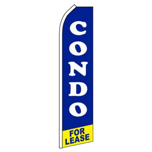 Blue flag with 'Condo For Lease' text on a white background