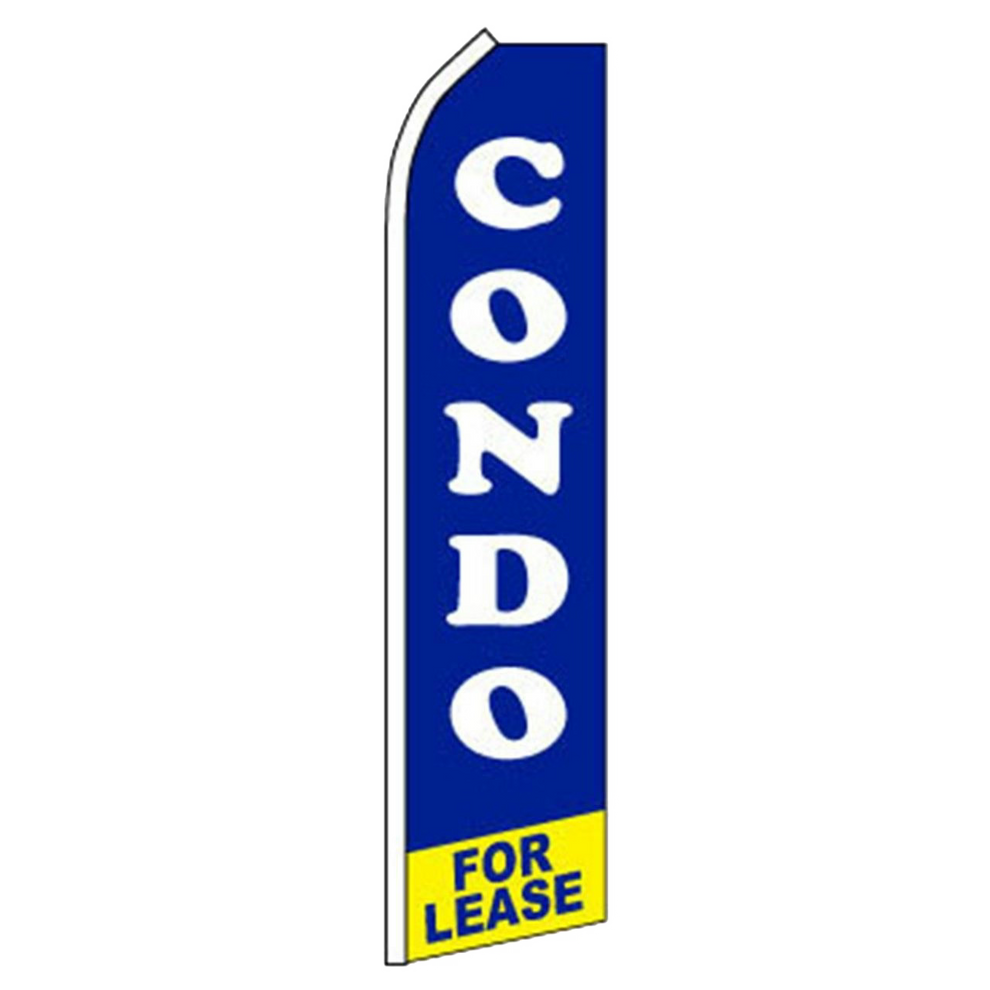 Blue flag with 'Condo For Lease' text on a white background