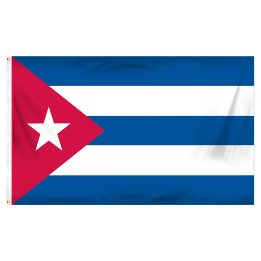 Flag of Cuba with red, white, and blue colors on a white background