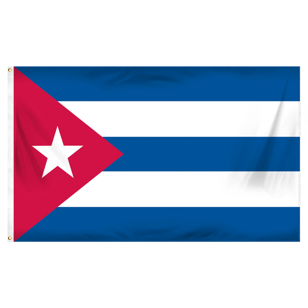 Cuban flag with red, white, and blue colors on a white background