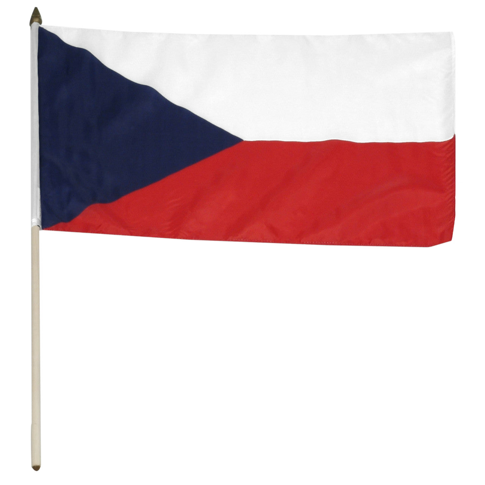 Czech flag with blue triangle intersecting white and red horizonal blocks