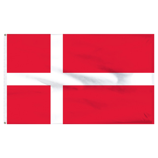 Red flag of Denmark with a white horizonal line and one white vertical line