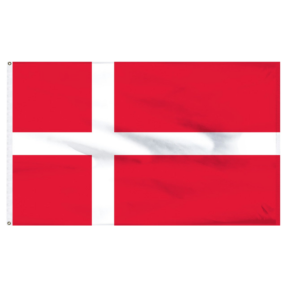 Red flag of Denmark with a white horizonal line and one white vertical line