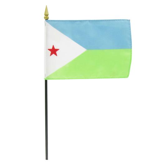 Djibouti 4" x 6" Stick Flag