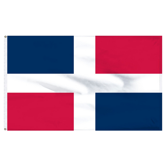 Dominican Republic flag with blue and red horizontal stripes on a white background