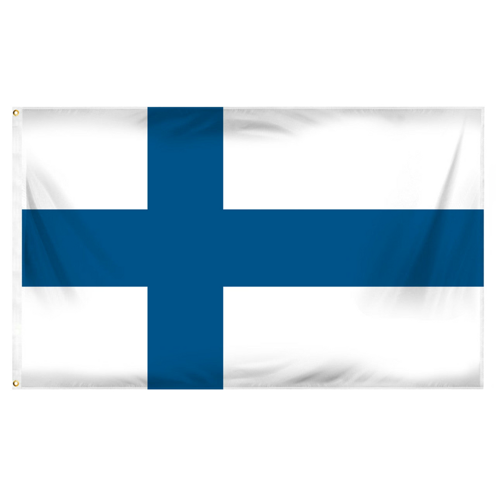 Finland national flag with a blue cross on a white background