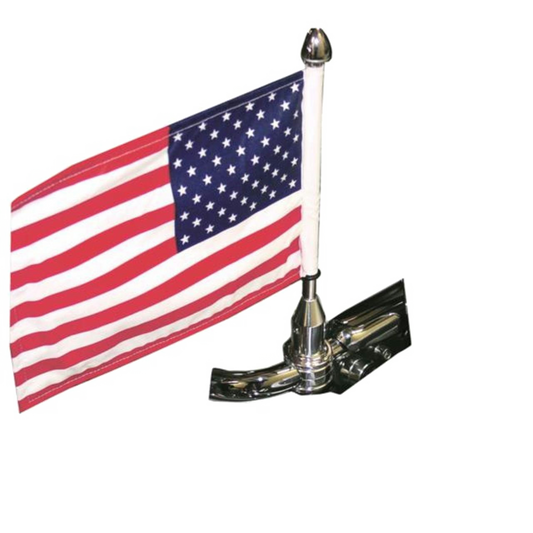 Motorcycle flagpole mount and American flag