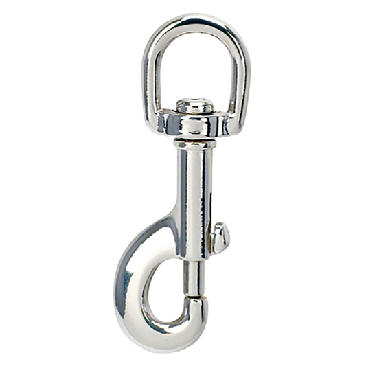 Metallic swivel hook on a white background