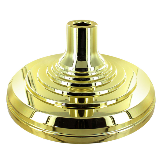 Shiny gold plated found indoor flagpole base on a white background