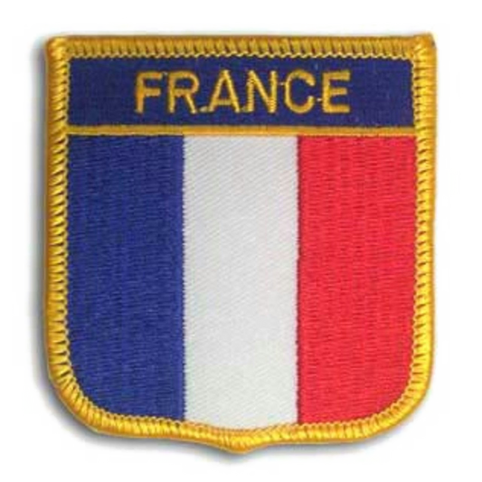 Patch with French flag design and 'FRANCE' text on a white background