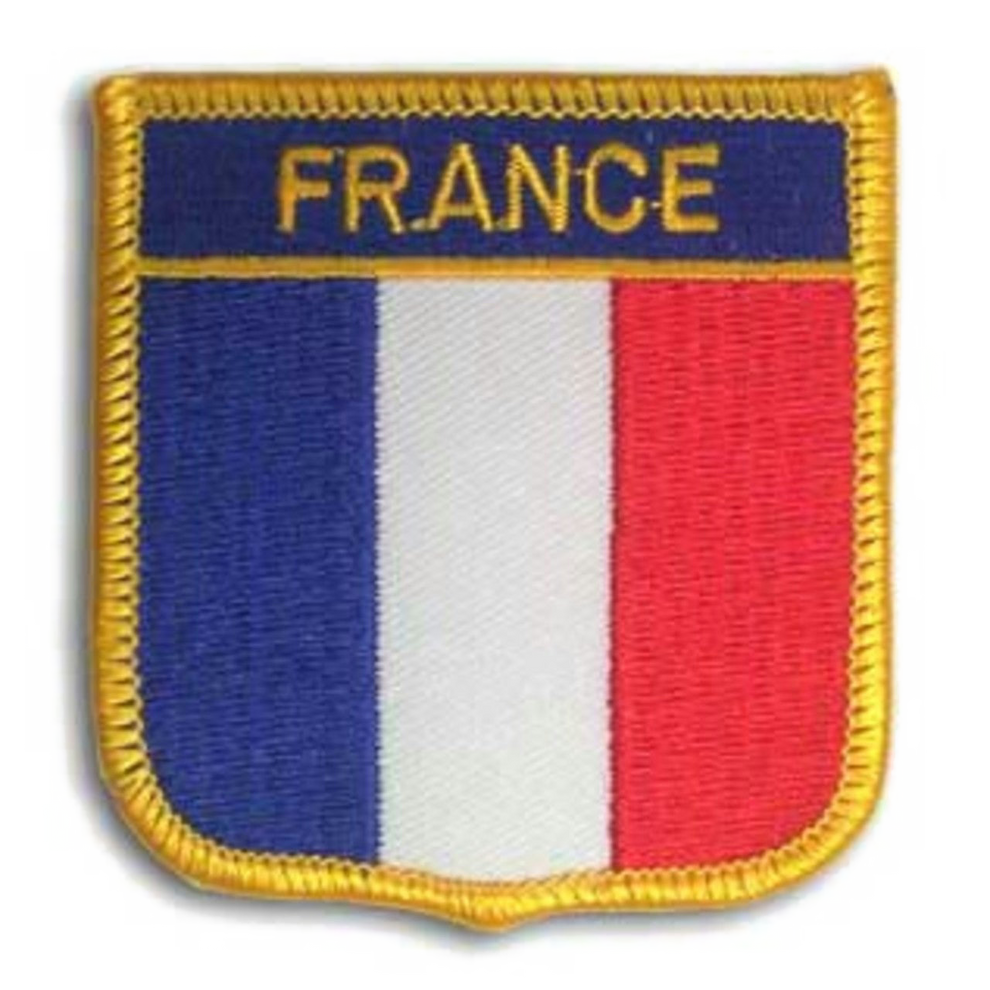 Patch with French flag design and 'FRANCE' text on a white background