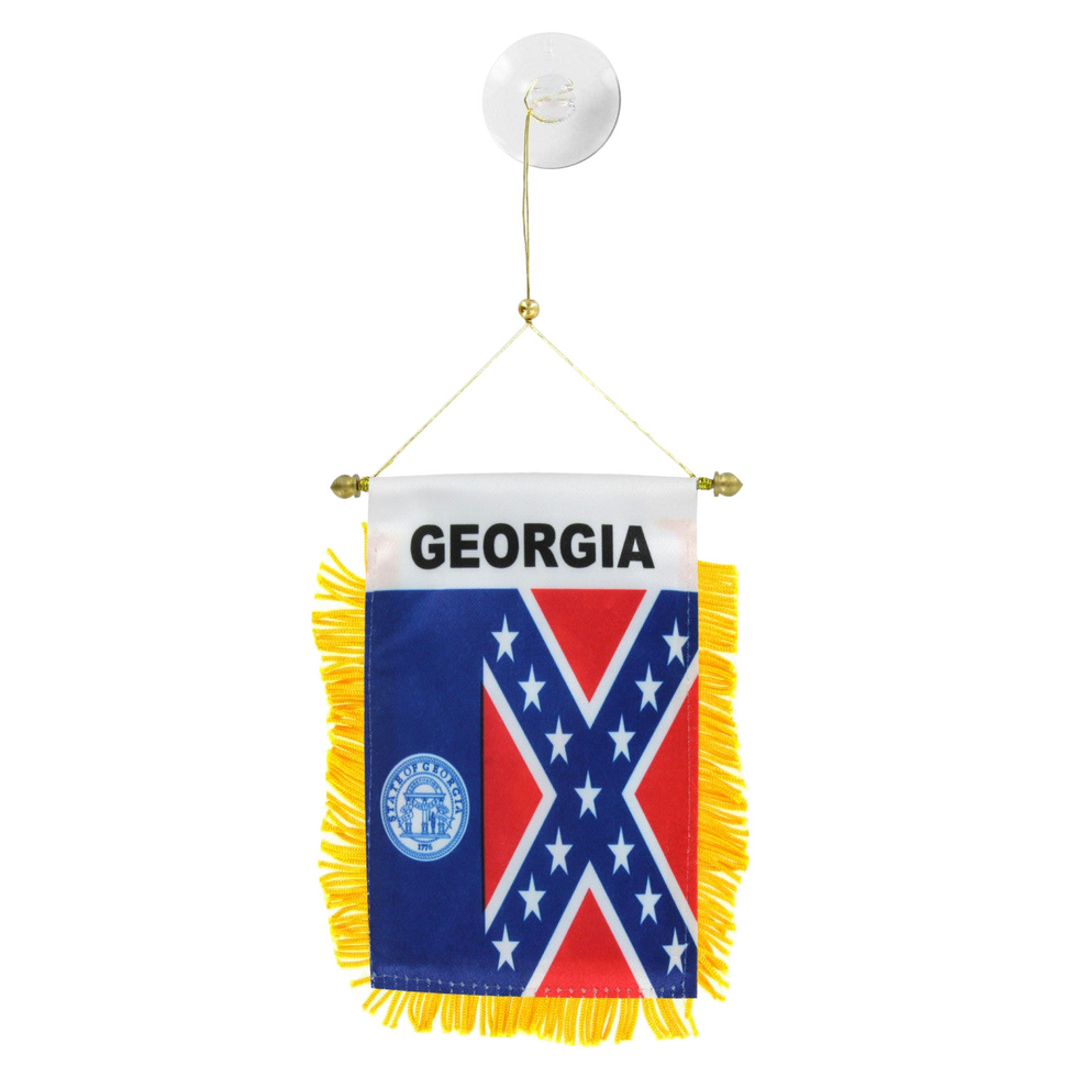 Small flag with 'Georgia' text and Confederate design on a white background