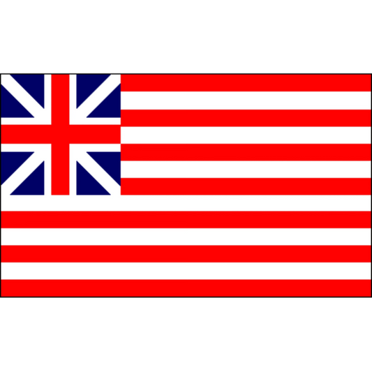 Grand Union flag with red and white horizontal stripes and a Union Jack