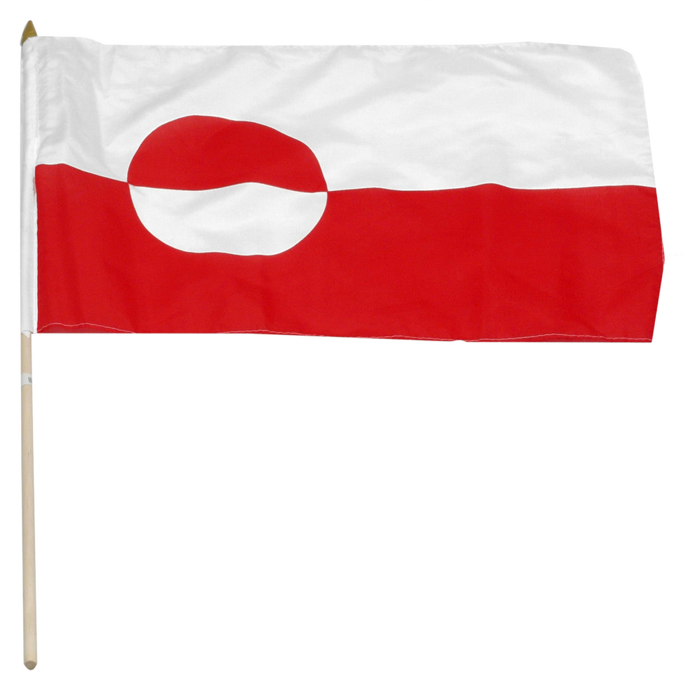 Greenland national flag with a red and white design on a white background