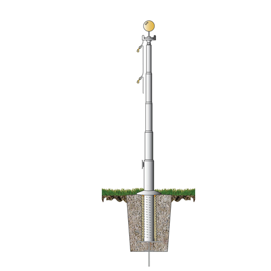 Illustration of a flagpole with below ground sleeve