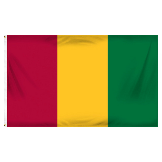 Guinea flag with red, yellow, and green squares on a white background