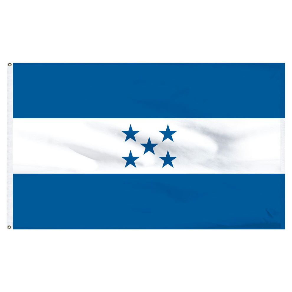 Honduras national flag with blue and white stripes and five stars in the center