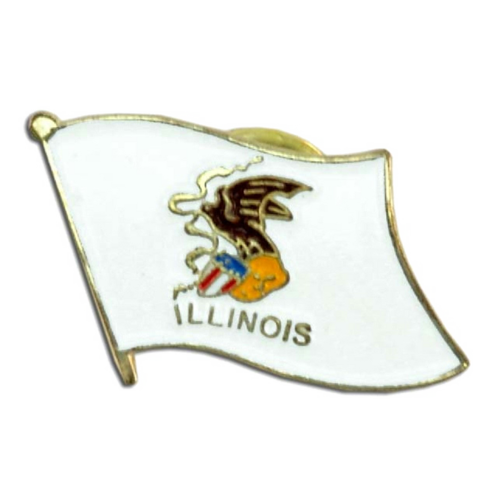Pin with a flag design of Illinois on a white background