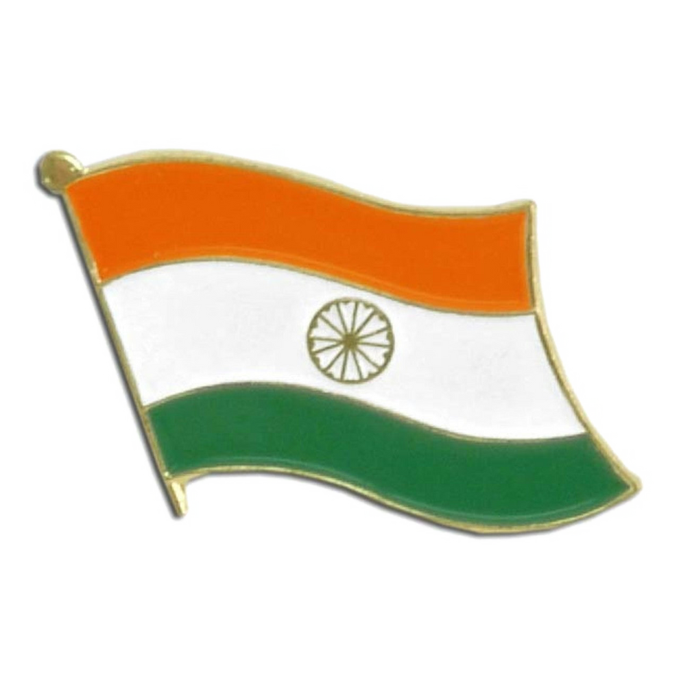 India flag lapel pin with the design of the Indian flag on a white background