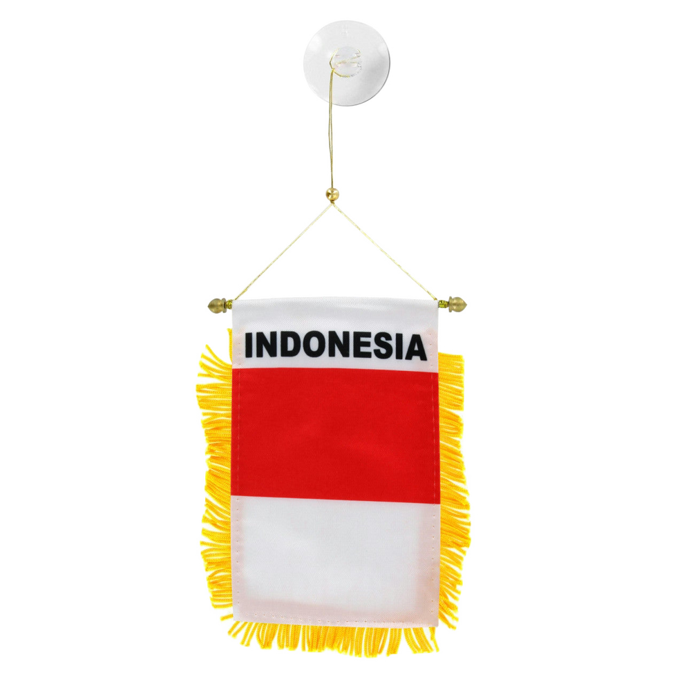 Small flag of Indonesia with yellow fringe on a white background
