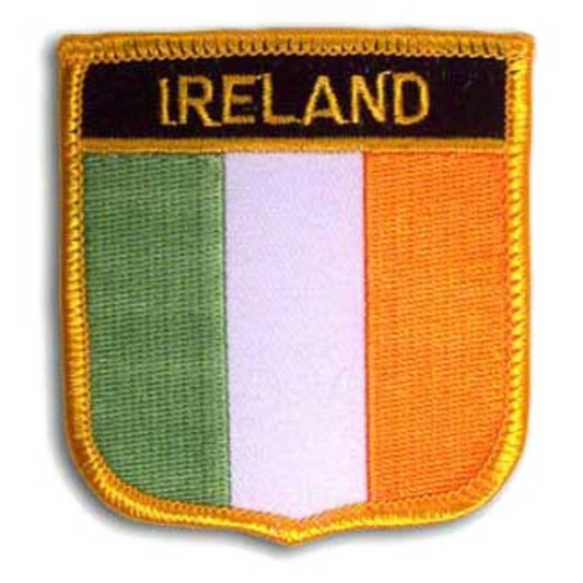 Irish flag patch with 'IRELAND' text on a white background