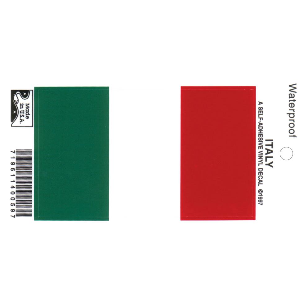 Flag of Italy decal on a white background