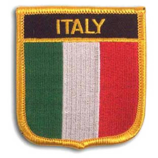 Italian flag patch with 'ITALY' text on a white background