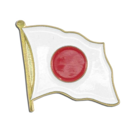 Japanese flag lapel pin with a red circle on a white background