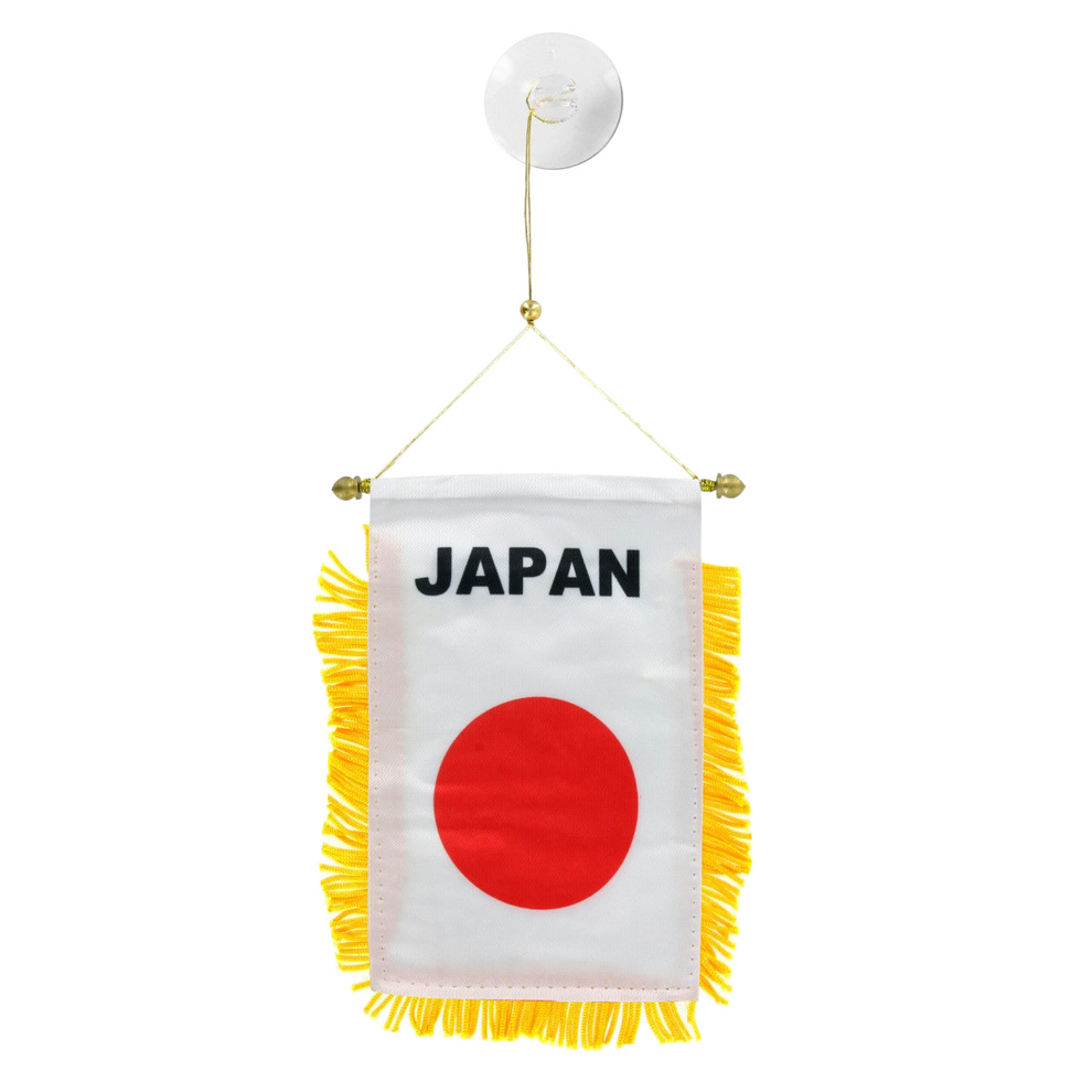 Small flag with 'Japan' text and red circle on white background