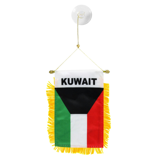 Kuwait flag hanging with white background