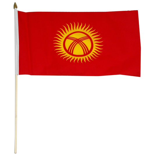 Kyrgyzstan red flag with a yellow emblem on a white background