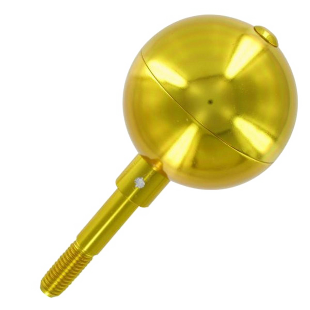 Gold ball flagpole topper on a white background