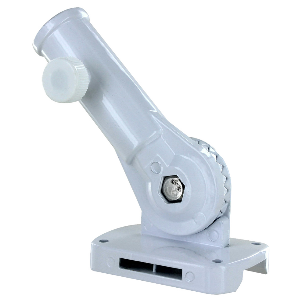 Adjustable cast aluminum bracket on a white background